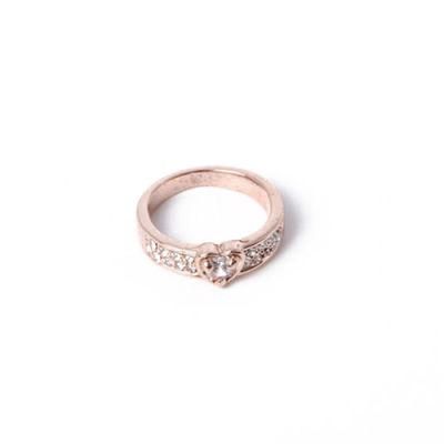 Fashion Jewelry Heart Shape Rose Gold Ring with Rhinestone