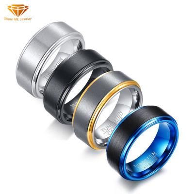 Tungsten Steel Ring Men&prime; S Black Blue Steel Color Simple Ring Personalized Fashion Accessories Tstr015