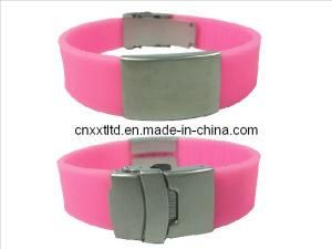 Silicon ID Bracelet with Buckle and Clasp (XXT 10018-52)