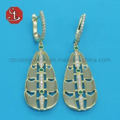 14K Gold Plated Trendy Metal Brass or Silver Hollow Out Elegant Eardrop Earrings Jewelry