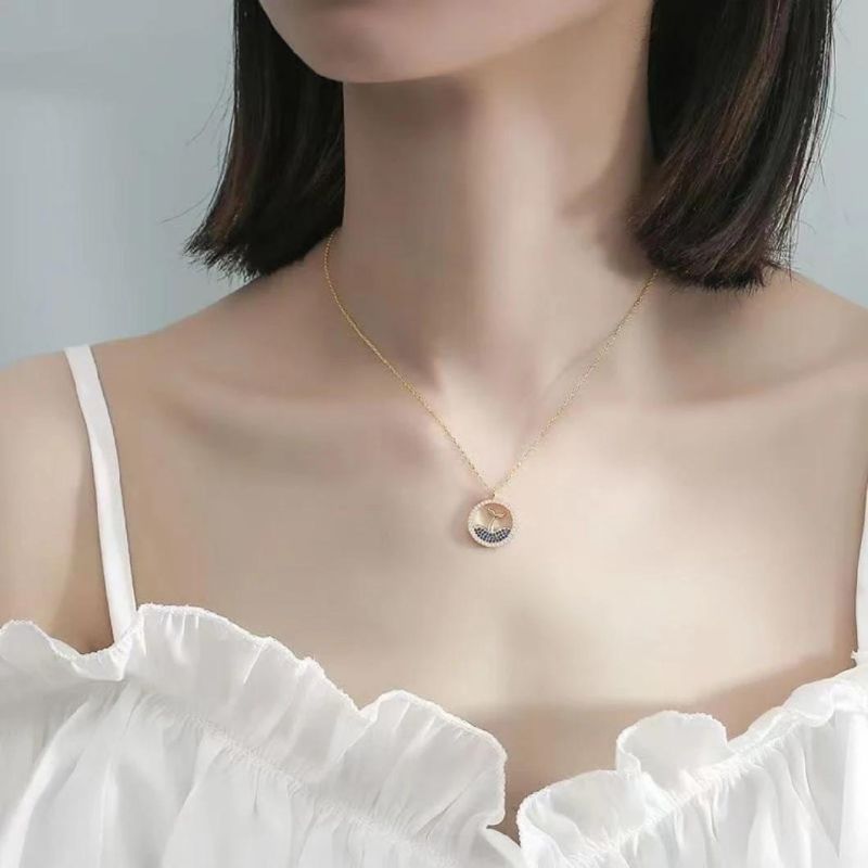 925 Sterling Silver Jewellery 18K Gold Plated Mermaid Tail Pendant Necklace Simple Delicate Girl Style Wholesale Jewelry