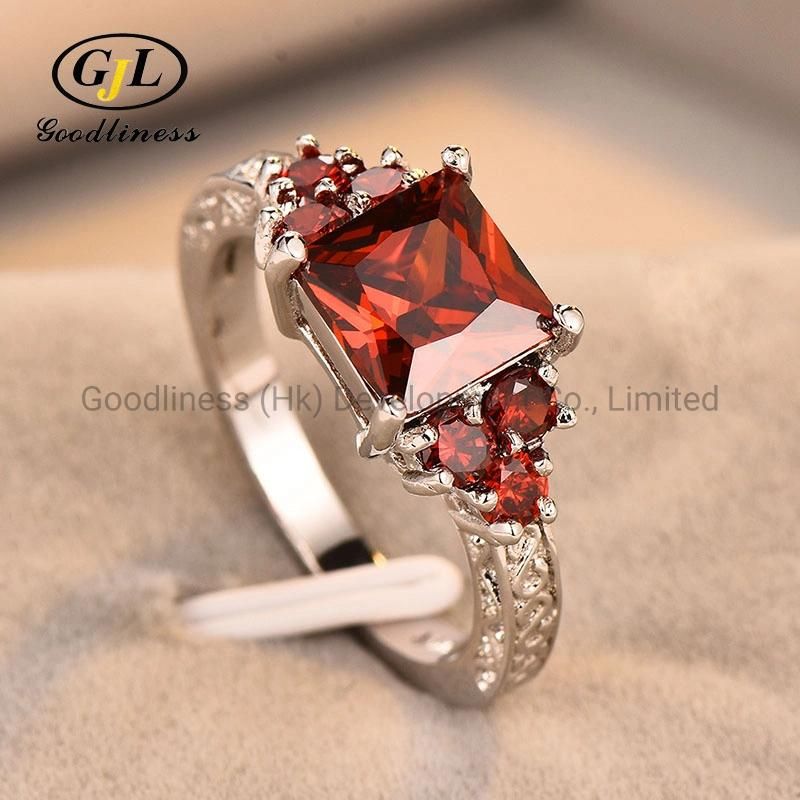 S925 Sterling Silver White Zircon with Black Zircon Ring