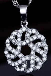 Hot Sale White Zircon Stone 925 Silver Twine Pendant for Girl