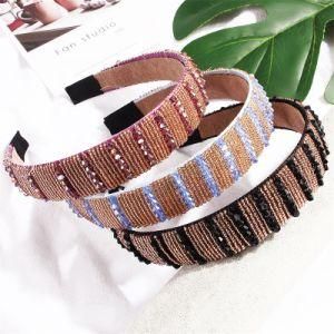 New Fashion Handmade Beaded Women Leisure Headband Designer Rhinestone Hairband