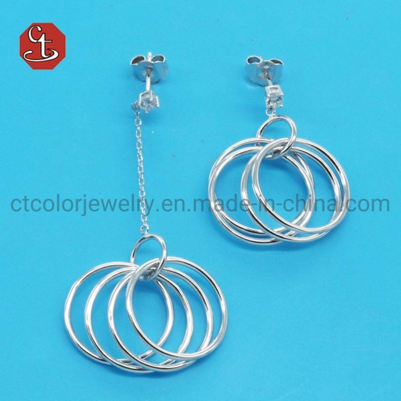 Women Special Green CZ Glass color stone Black Rhodium Earring individualized Brass & silver Jewelry