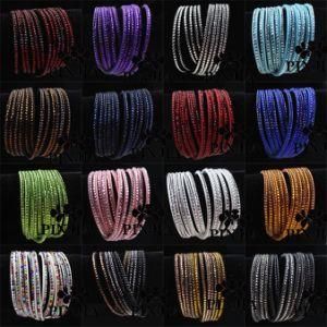 Crystal Leather Slake Imitation Statement Fashion Jewelry Bracelet