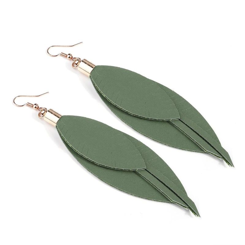 New Fashion Jewelry PU Leather Leaves Drop Earings for Women