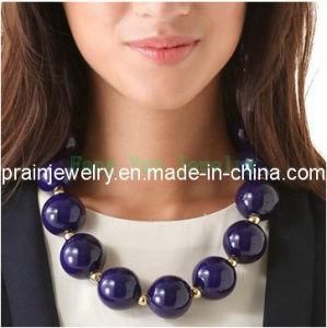Summer Fashion Jewelry/ 2013 Necklace Purple Crystal Acrylic Rhinestone Beads Navy Large Beaded Necklace Environmental Friendly (PN-081)