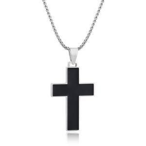 Stainless Steel Black Cross Pendant Necklace