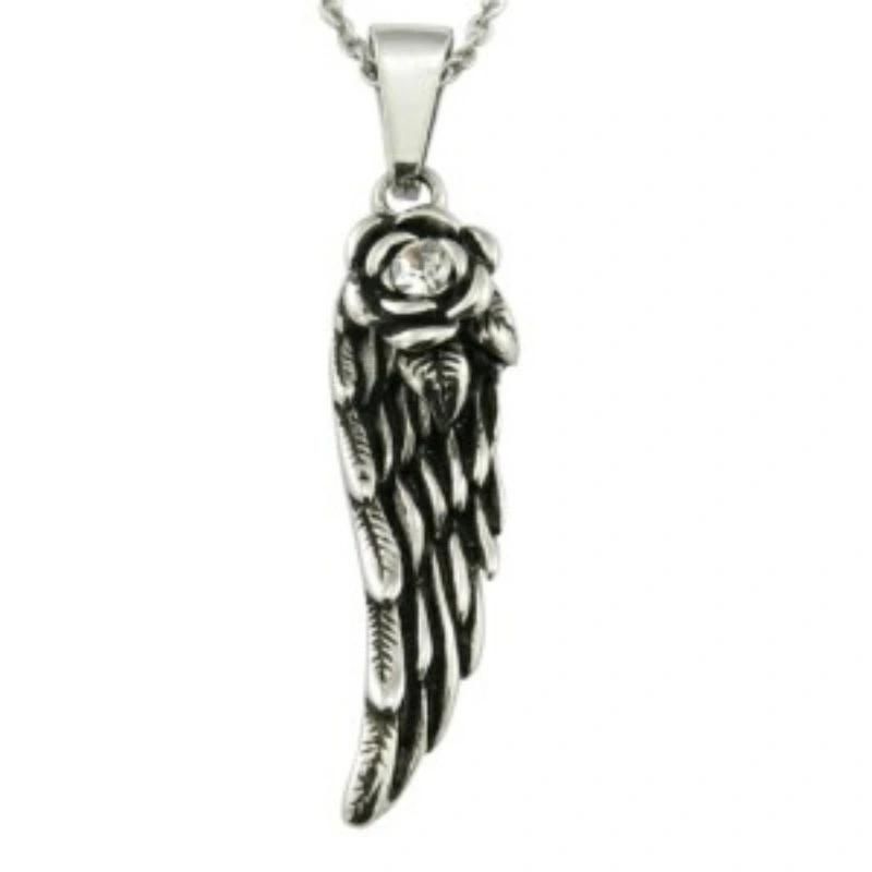 Stainless Steel Gemstone Wing Angel Pendant