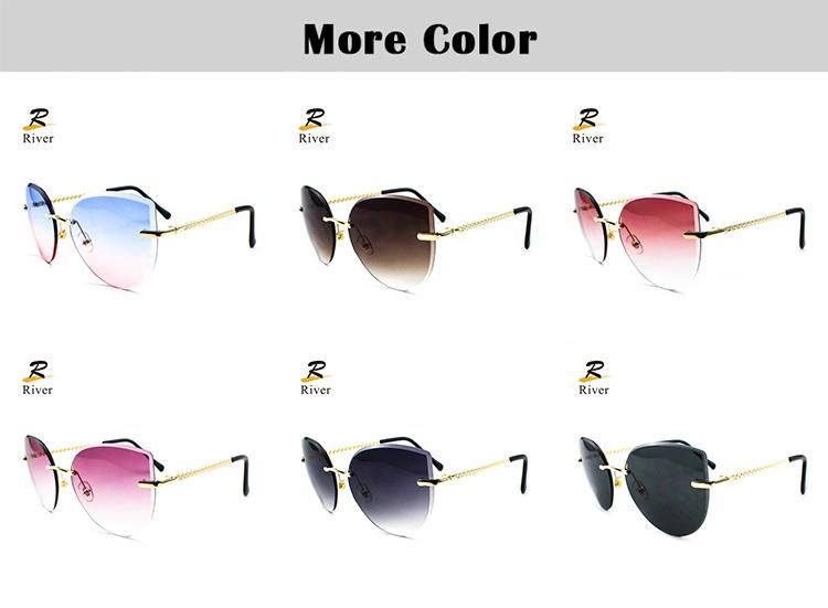 Hot Selling Custom Logo Round Stock Frameless Women Sunglasses