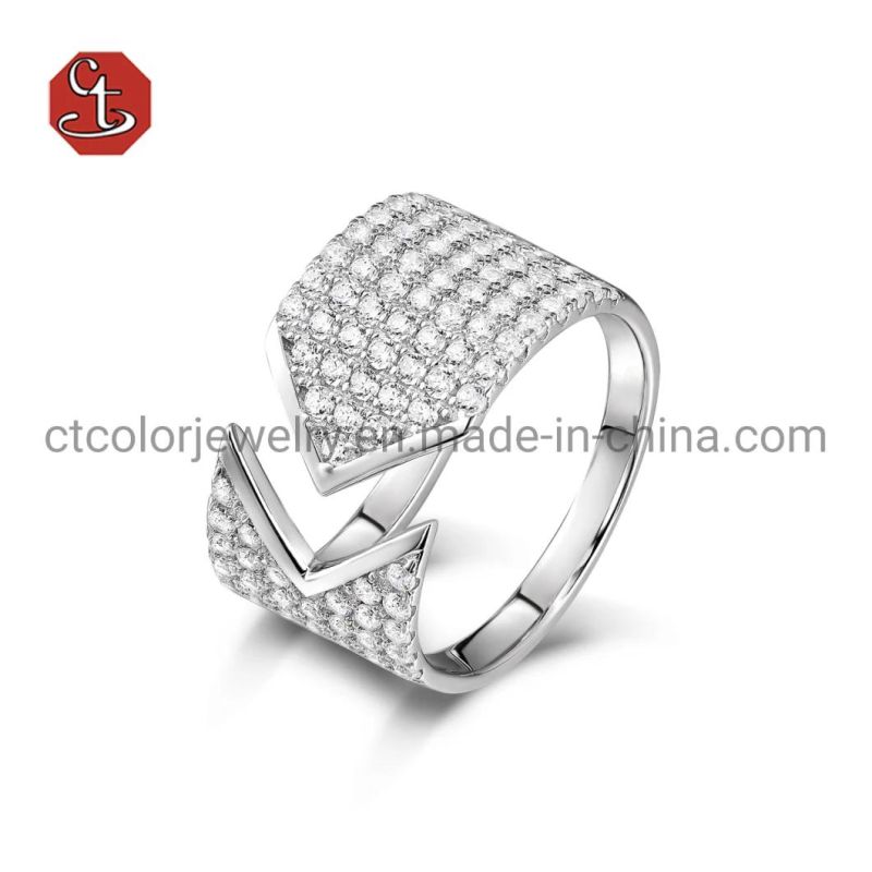 Hot Sale Bling Iced Out Square CZ Ring Sapphire CZ Rings Micro Wax Setting Paved Silver Rings for Men Hip Hop Jewelry