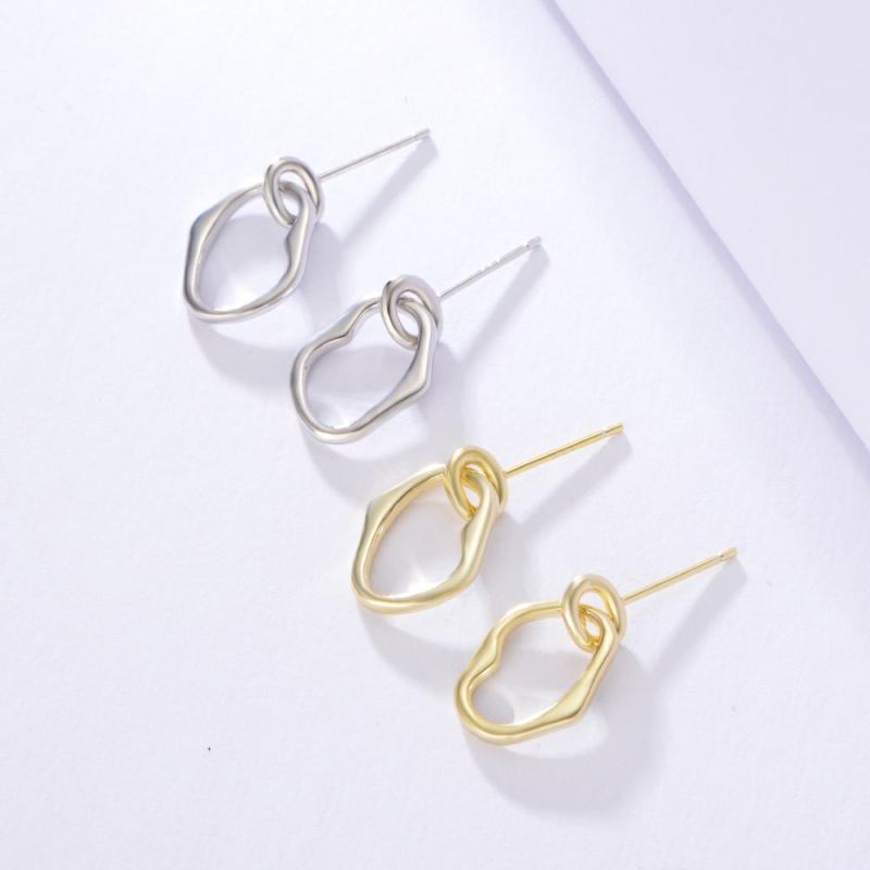 Daily Wear 925 Sterling Silver Simple Hoop Charm Stud Earrings