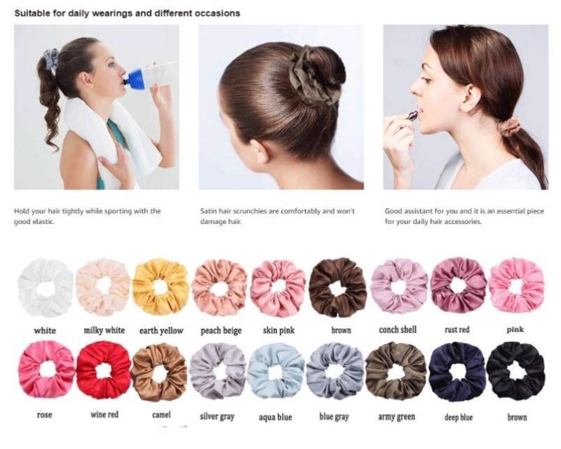 Amazon Hot Selling Satin Hair Scrunchies Hair Band for Girls