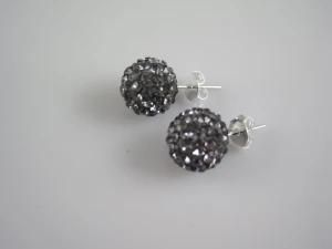 Black Rhinestone Shamballa Earrings