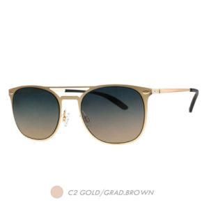 Metal&Nylon Polarized Sunglasses, Two Bridge Semi Round Frame M6027-02