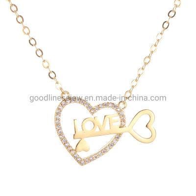 Fashion Korean Version Love Shape Pave Zircon Pendant Necklace Jewelry