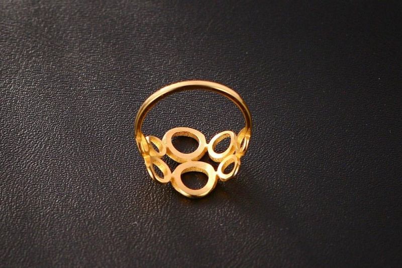 High Quality Gold Color Elegant Circle Finger Ring for Lady