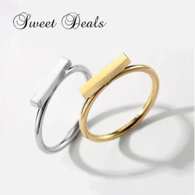 Stainless Steel Slotted Ring Personality Geometric Jewelry Ring