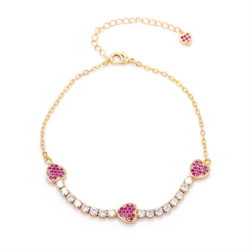 Wholesale Fashion Luxury Jewelry New Arrival Heart Zircon Chain Bracelet