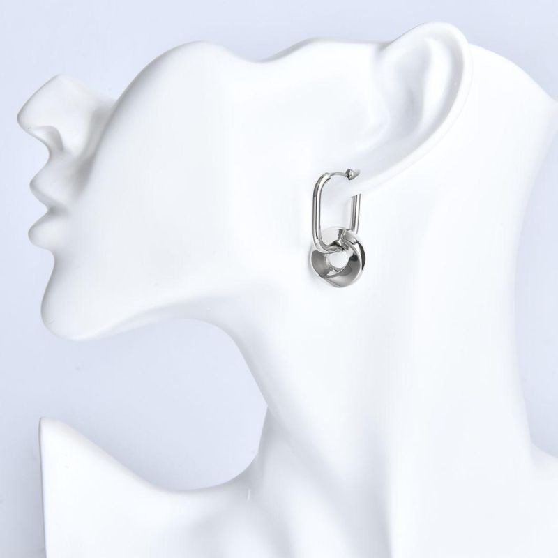Vintage Interlocking Double Hoops Irregular Stud Two Circles Piercing Earrings