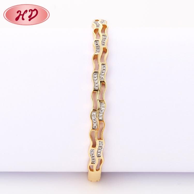 2 Color Design Women Gold Plated Crystal Bangle for Women