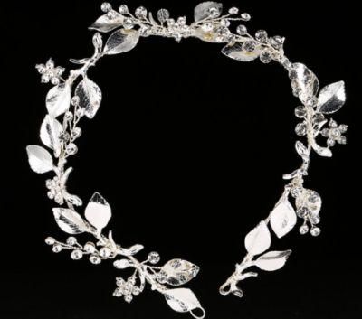 Bridal Wedding Silver Crystal Leaf Headband Tiara Hair Vines Headpiece