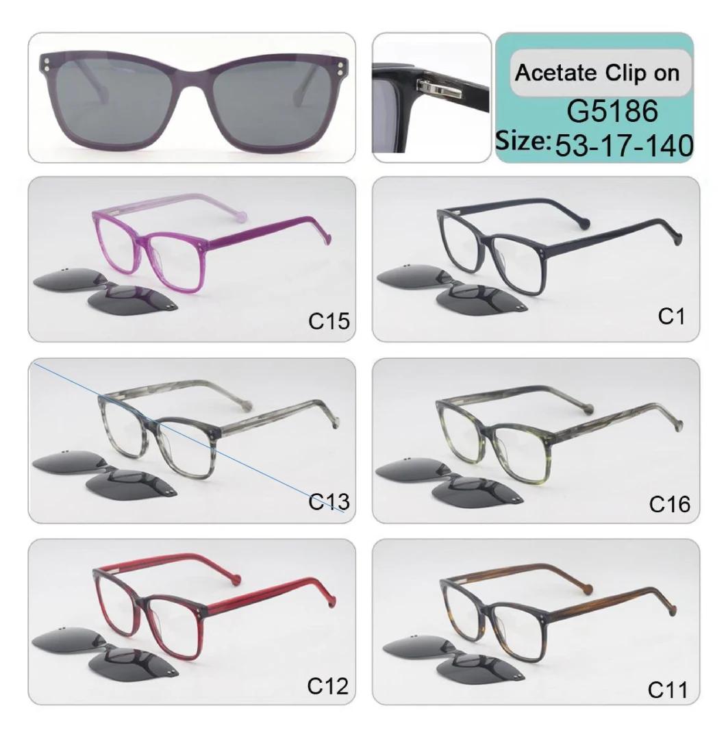 High Quality Clip on Acetate Optical Frame Eyeglasses Sunglass Sun Glass