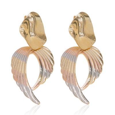 Wholesale Women Gold Plated Tricolor Drop Earrings