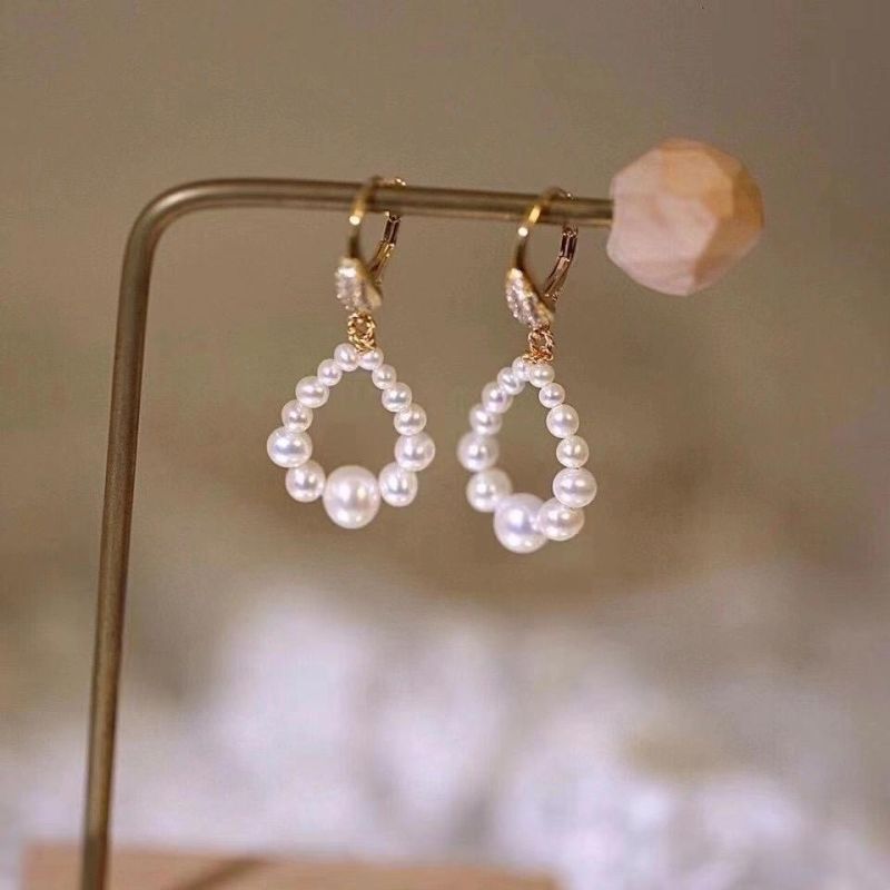 Natural Freshwater Pearl Small Pearl Eardrop Clip Korean Style Ear Stud Earrings Fashion Jewelry