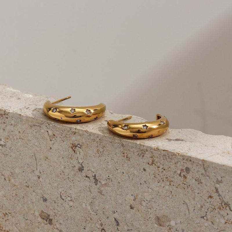 Manufacturer Custom Fashion jewellery Good Quality Waterproof None Fade Gold Plating Stainless Steel Bridal Earrings Jewelry for Woman