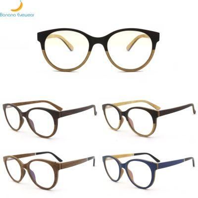 New Design Hot Sell Double Color Round Wooden Eyewear for Unisex