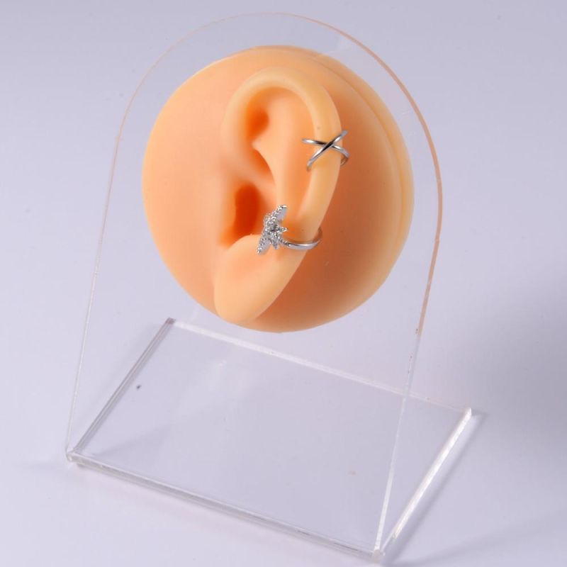 Skin Color Soft Display Model with Stents Faux Real Artificial Piercing Model Display Tool Piercing Jewelry
