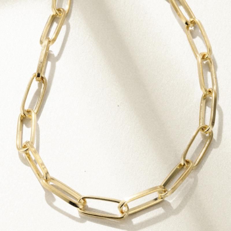 Gold Plated Necklace Paperclip Jewelry Rectangle Chain with Clasp
