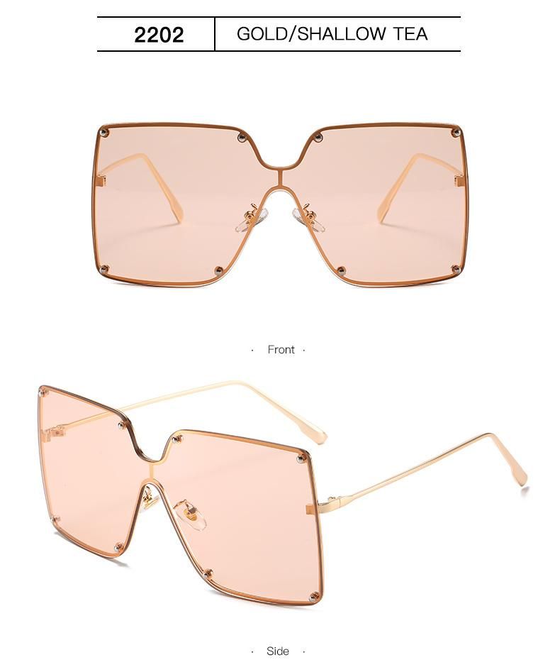 Metal Big Frame One-Piece Sunglasses Female European and American Trend Jelly Color Sunglasses Square Ocean Lens Glasses