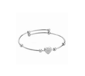 Sterling Silver Balls with Heart Pull-Push Bangle (B0226)