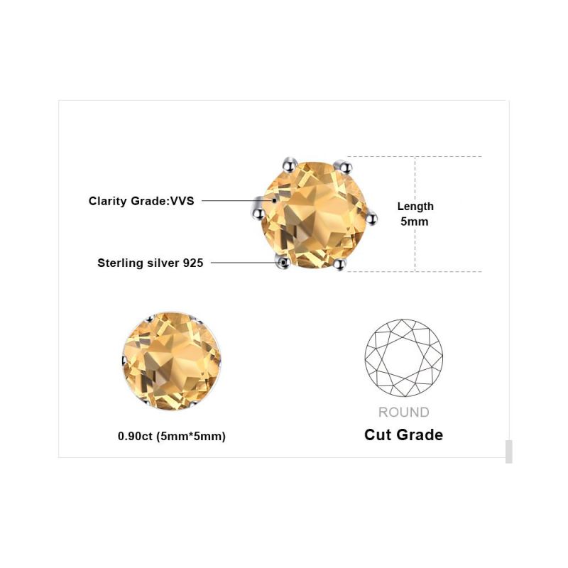 Fine Jewellery Gemstone Citrine Women Stud Earring 925 Sterling Silver Jewelry