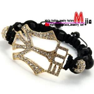 12mm Iced out Young Money Ent Macrame Bracelet Disco Balls &amp; Glass Beads Xbh133