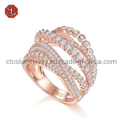Best jewellery online 925 silver rose plated 4A zircon Ring