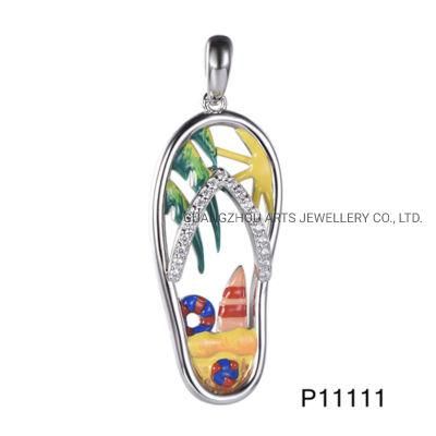 Wholesale Hawaii Style Enamel Shoe Silver Pendant