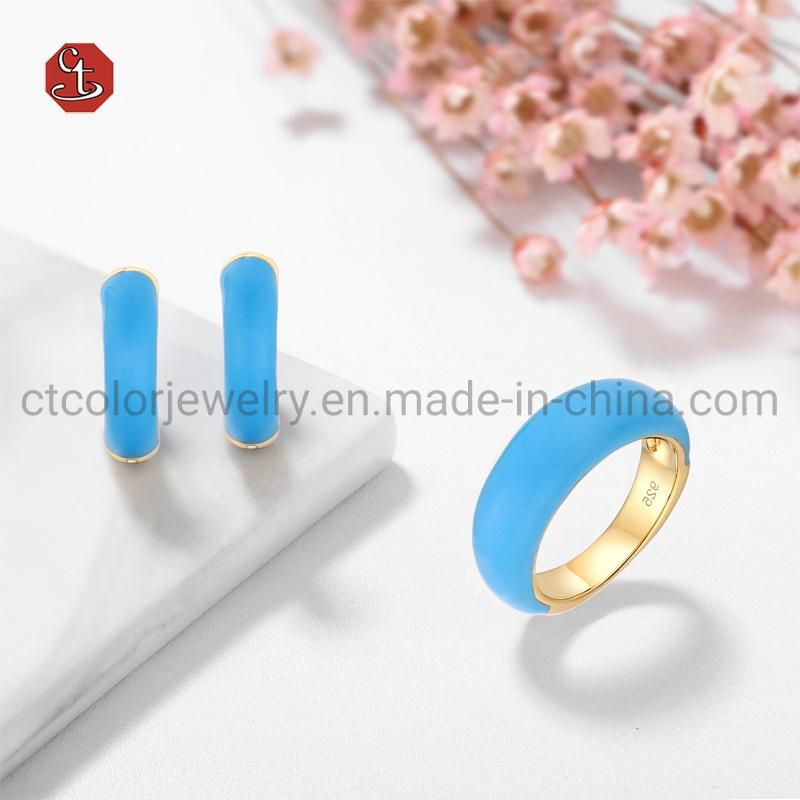 Fashion Jewellery Latest design Elegant colorful Enamel silver Ring