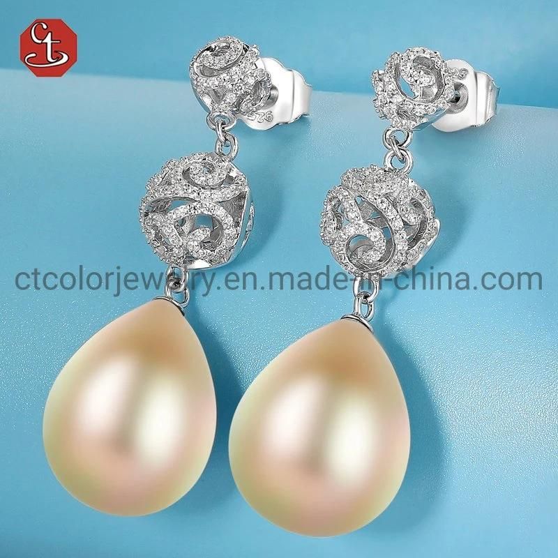 Fashion Imitation Jewellery 925 Sterling Silver Jewelry Design Stud Pearl Earrings Jewelry