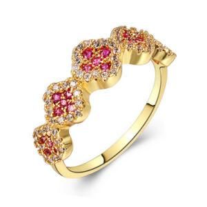 Fashion 925 Sterling Silver Gold Tone Rudy Zircon Jewelry Ring