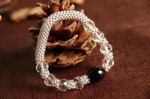Black Bead Clear Glass Bracelet