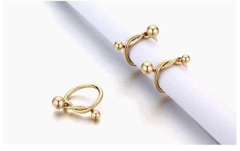 Knotted Art Shape and Beads Wedding Brass Ring
