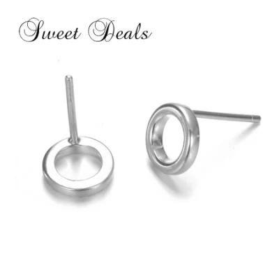 Fashion Jewelry Earrings Women&prime; S Stainless Steel Stud Earrings Hollow Geometric Round Earrings