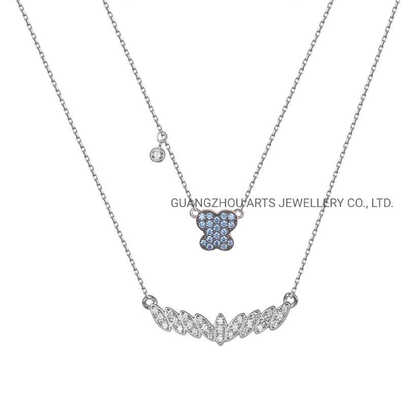 CZ & Spinels The Double Layer Chains Silver Necklace