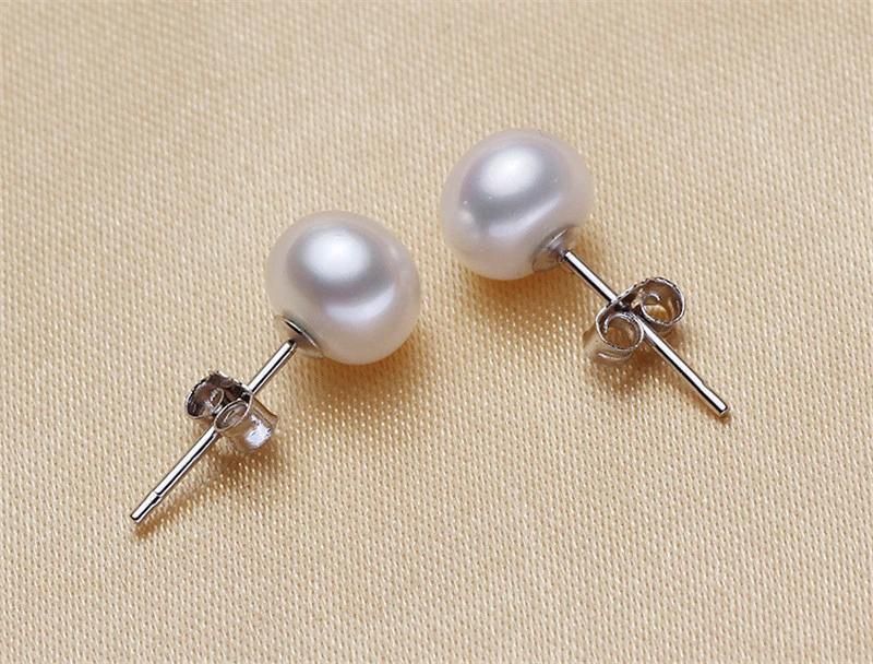 Freshwater Pearl 925 Sterling Silver Stud Earrings Women Fashion Jewelry