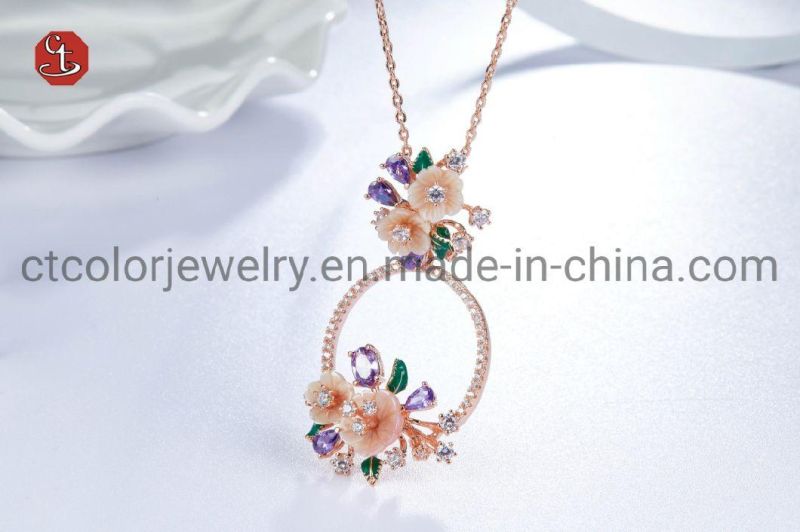Mother of Pearl Necklace Fashion Enamel Jewelry Hot Sale Jewelry Rose Gold Necklace