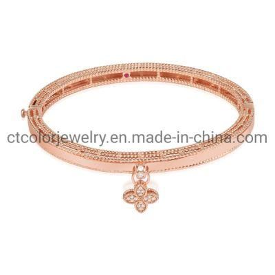 Fashion Bracelet Jewelry 18K Rose Gold Sterling Silver Cubic Zirconia Custom Bangle
